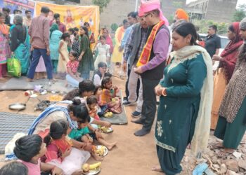 अष्टमी पर्व पर प्रदेश भाजपा अध्यक्ष जतिंदर पाल मल्होत्रा एवं वरिष्ठ नेता अरुण सूद ने मिलकर की 101 कन्याओं की पूजा