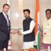 Union YAS Minister Anurag Singh Thakur hold bilateral meetings with international sports federation representatives Jean-Christophe Rolland and Lord Sebastian Coe