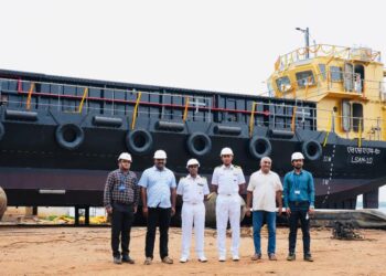 launch of ‘Missile Cum Ammunition Barge, LSAM 10 (Yard 78)’, the fourth   Barge of 08 x Missile Cum Ammunition Barge project was undertaken at Guttenadeevi, East Godavari