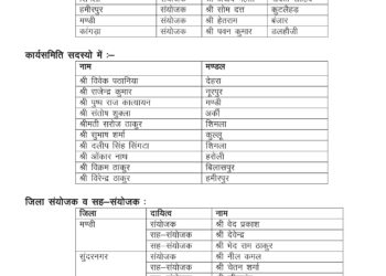 भाजपा पंचायतीराज प्रकोष्ठ की प्रदेश की टीम घोषित