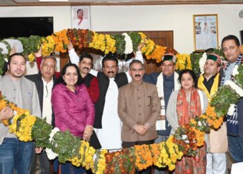 Newly Appointed District Congress Committee Chiefs Felicitate CM Sukhu in Shimla