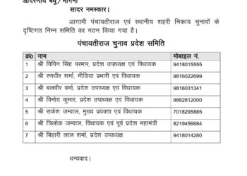 पंचायतीराज चुनावों को लेकर भाजपा ने बनाई प्रदेश समिति—संगठन को मजबूत करने की दिशा में बड़ा कदम: डॉ. राजीव बिंदल