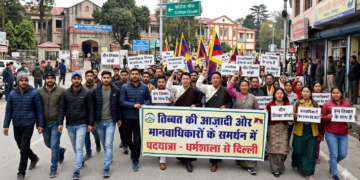 तिब्बत की आजादी के लिए बिलासपुर में गूँजी आवाज: धर्मशाला से दिल्ली जा रही पदयात्रा का युवाओं ने किया जोरदार स्वागत